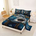 thumbnail image 2 of Castle Fairy Gallery Great White Shark Queen Sheets 4 Pieces,Ornate Gold Frame Underwater Print Queen Sheet Sets,Navy Gold,1 Fitted Sheet,1 Flat Sheet and 2 Pillowcases, 2 of 6