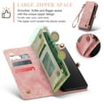 thumbnail image 5 of CaseMe Leather Case for Samsung Galaxy S22 5G,2 in 1 Detachable Wallet Case with 8-Card Holder Zipper Bills Slot,Magnetic Shockproof Flip Leather Cover Zipper Pocket Phone Cases,Pink, 5 of 8