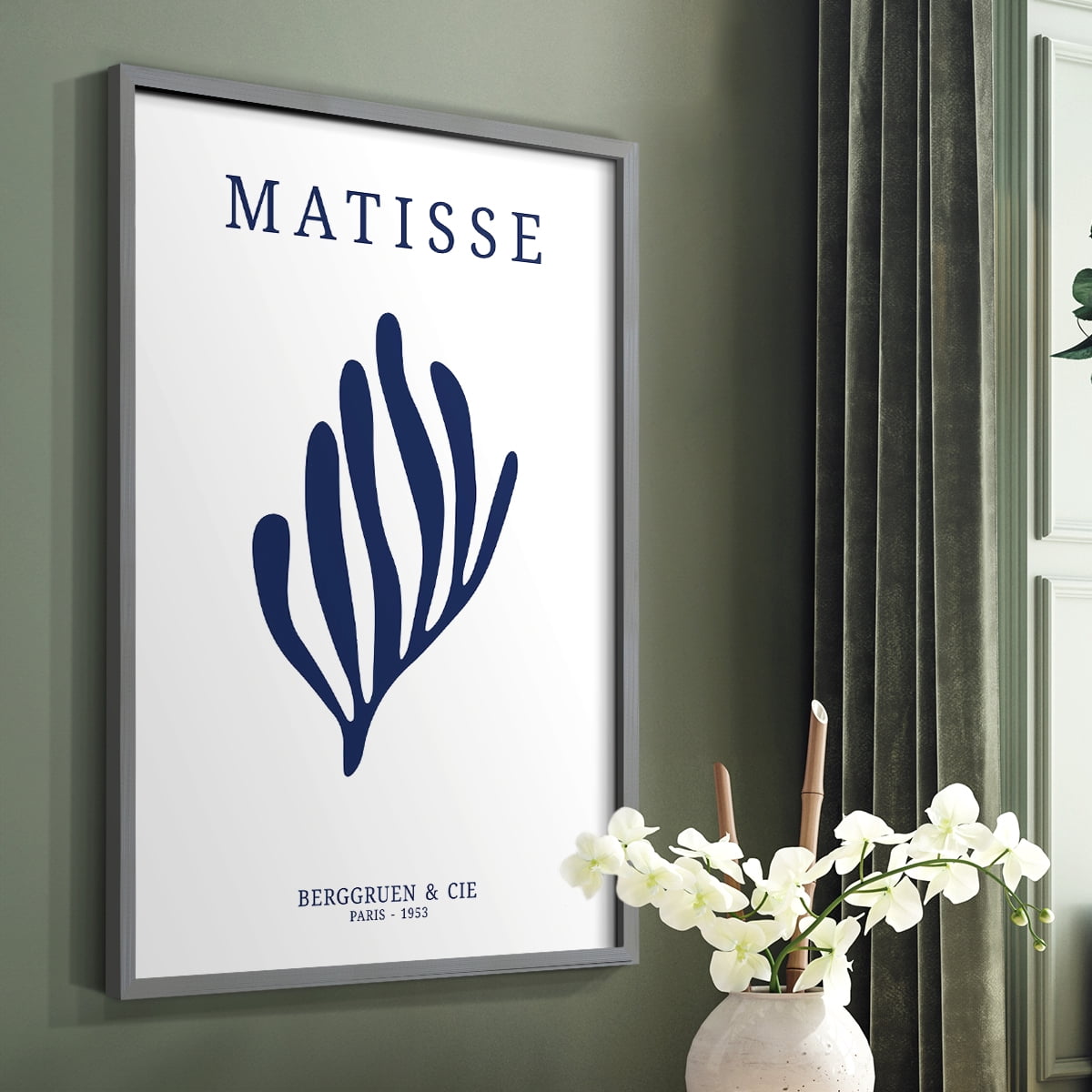 Matisse CDXIII in Gray Solid Wood Framed Print No Nail Hanging