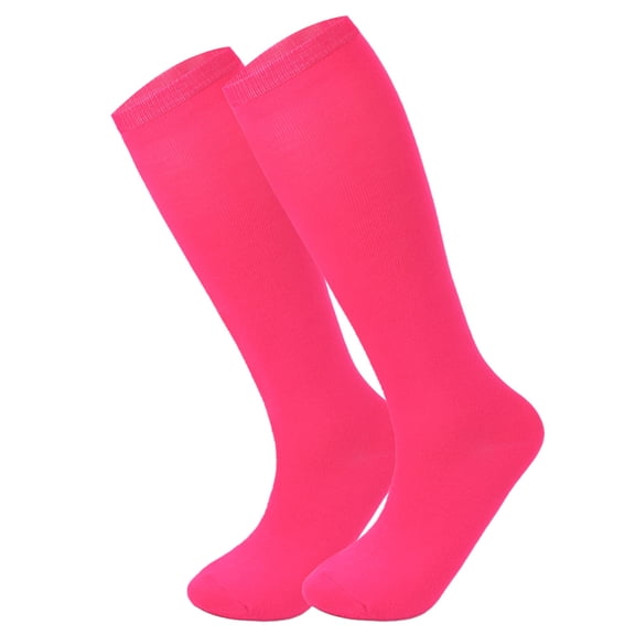 Nvzi 1-Pair Knee High Athletic Socks - One Size Fits Most, Knee High Sports Socks for Baseball Football, Soft Cotton-Polyester Spandex Blend Socks,Pink Red