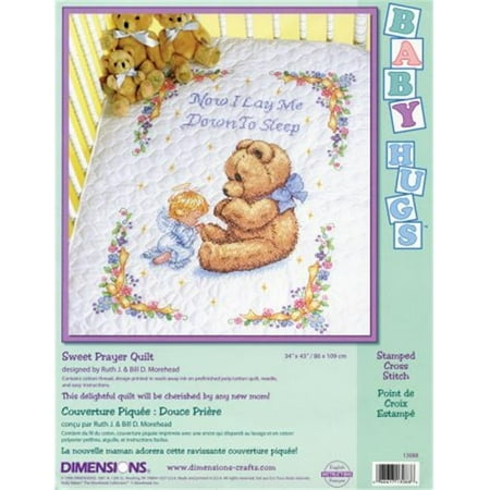 Dimensions Baby Hugs "Sweet Prayer" Quilt Stamped Cross Stitch Kit, 34" x 43"