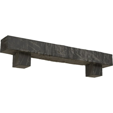 

Ekena Millwork 4 H x 8 D x 48 W Hand Hewn Faux Wood Fireplace Mantel Kit w/ Alamo Corbels Aged Cedar