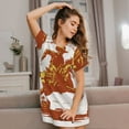thumbnail image 3 of Rateoe Vintage Cowboy On A Bronco Horse Print Women’s Nightdress – Cozy Cotton Short-sleeved Sleep Shirt, Loose-Fit Sleepwear, Perfect for Relaxing and Sleeping, 3 of 6