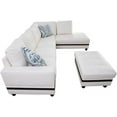 thumbnail image 2 of Lifestyle Furniture  3 Piece Right Facing Sectional Sofa Set with Ottoman, Faux Leather - White & Black, 2 of 4