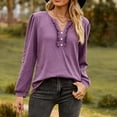 thumbnail image 3 of Womens Dressy Sweaters 2025 Fall Winter Long Sleeve Button Down Ruffle Henley Neck Casual Cotton Pullover Tops, 3 of 6