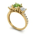 thumbnail image 2 of 1.97 ct Round Cut Natural Peridot Three-Stone Engagement Ring for Women in 18K Yellow Gold, 2 of 5
