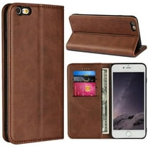 for iPhone 6 Plus /6s Plus Case,Cowhide Pattern Leather Magnetic Book Wallet Case Stand Holder Flip Cover with Card Slots/Cash Compartment for iPhone 6 Plus/6s Plus(5.5")-Dark Brown