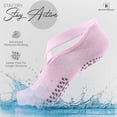 thumbnail image 4 of Pilates Grip Socks with Straps for Women - 3 Pairs of All Black, 4 of 5
