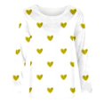 thumbnail image 4 of TFEOQRY Women's Heart Pattern Print Top Crew Neck Long Sleeve Casual Loose Pullover Fall Daily Wear Shirt Yellow, 4 of 5