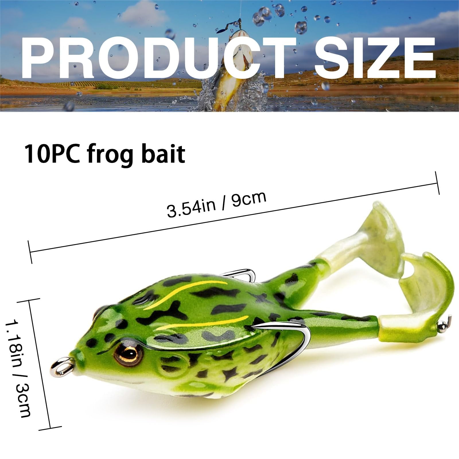 GFCAS-10 Pcs Soft Frog Fishing Lures Freshwater Saltwater Bait with Realistic Design