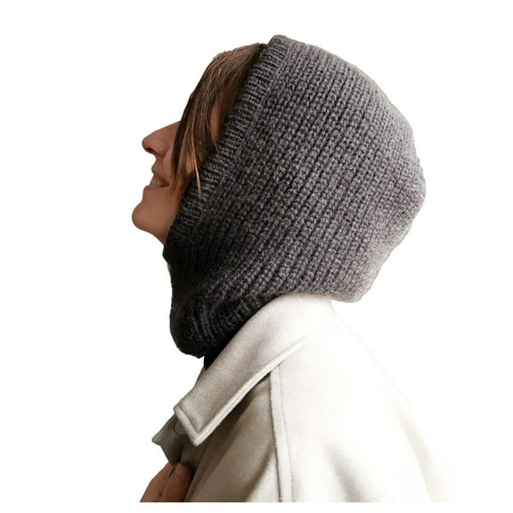 FINALGANG Womens Mens Autumn Winter Ribbed Knit Hood Scarf Soft Warm Adjustable Fit Minimalist Hat For Cold Weather Casual Daily Wear Leisure Headwear