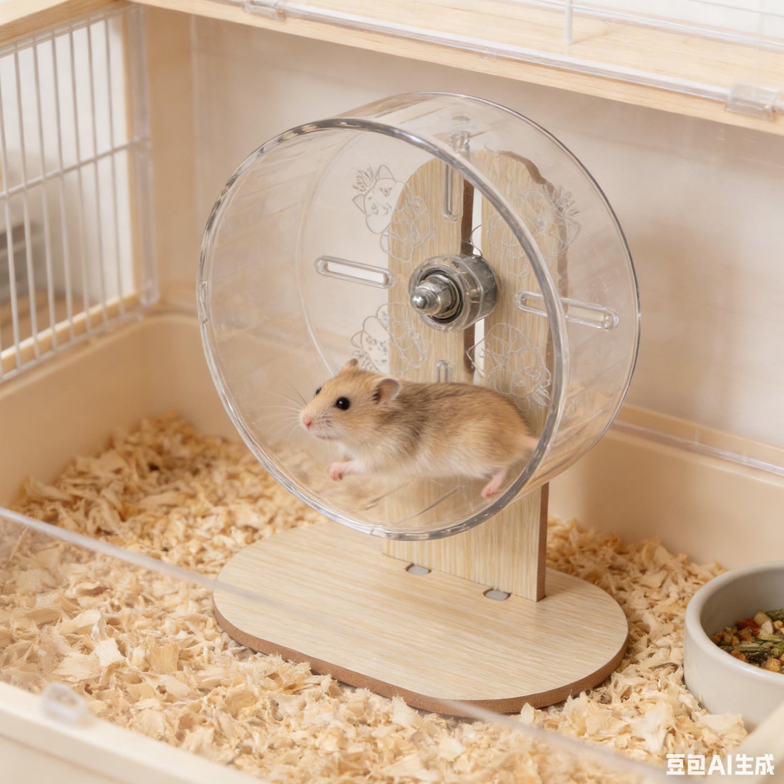 LOLIPPYY Silent Hamster Wheel Khaki Sturdy Base Transparent Design for Pet