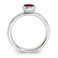 thumbnail image 2 of Sterling Silver Low 5mm Round Cr. Ruby Ring, 2 of 5