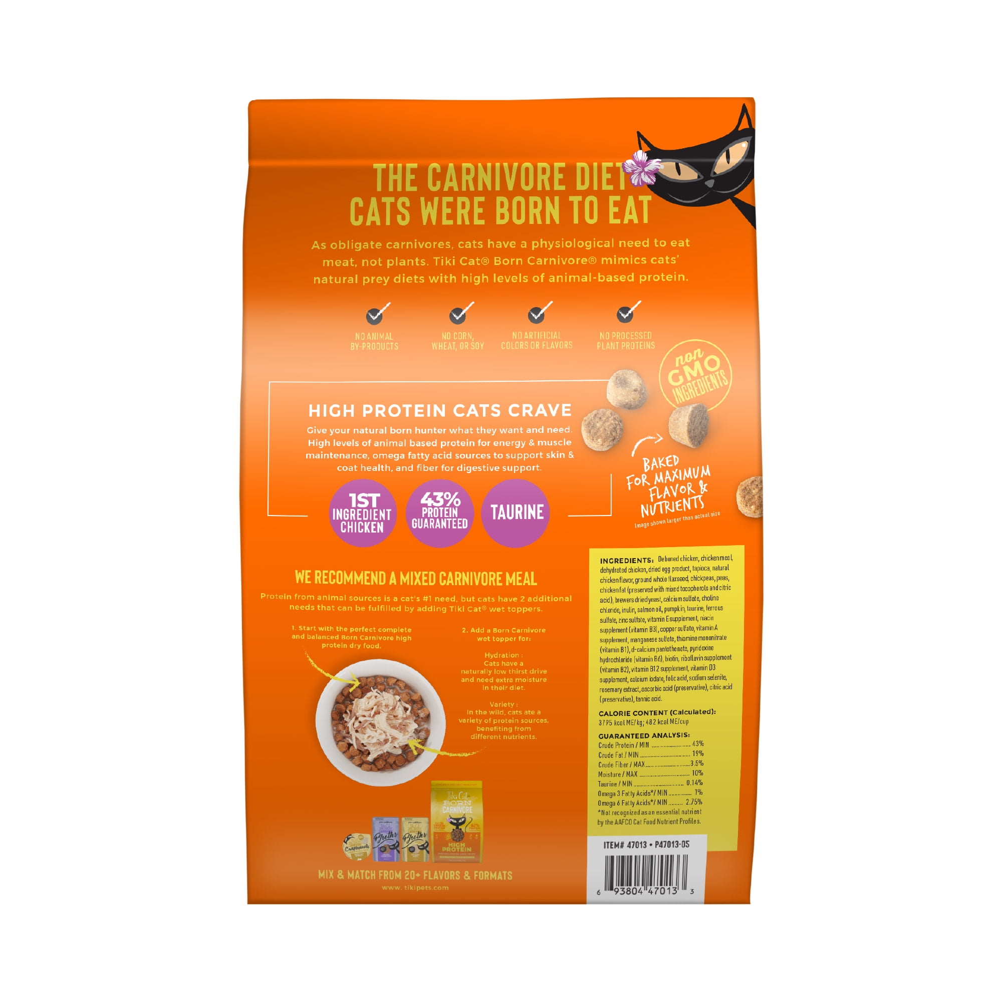 Tiki Cat Born Carnivore High Protein Dry Cat Food, Deboned Chicken & Egg, 2.8 lbs. Bag