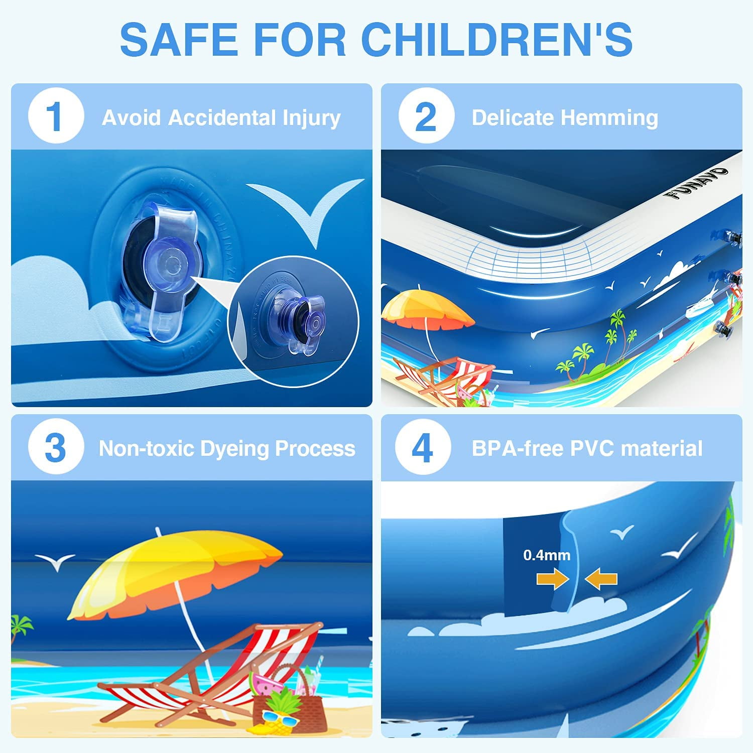 JOYBASE 100" X 71" X 22"  Rectangle Full-Sized Inflatable PVC Swimming Pool for Family