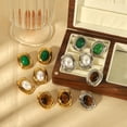 thumbnail image 2 of New Products Statement Nature Stone Tiger-eye Earrings Waterproof Gold Plated Stainless Steel Pearl Stud Earrings for Women, 2 of 10
