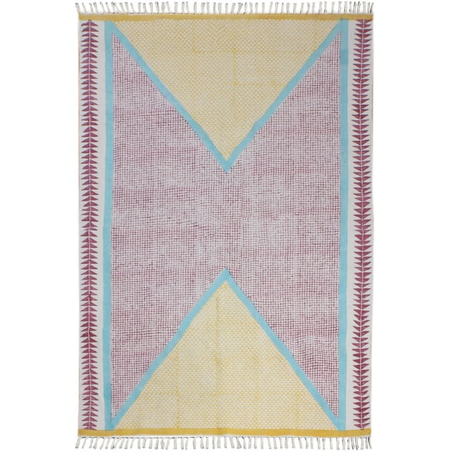 Casavani Tapis de Sol pour Chambre Fait à la Main Indien, Rouge 5x8 Pi
