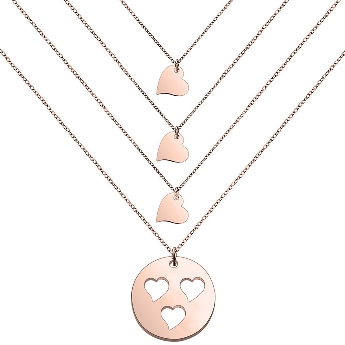 Mother and Daughters Necklace Set(Rose gold mom and 3 daughter)