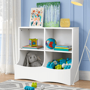 Amzdeal Kids Toy Storage Organizer Painted End Table Rectangle White Wooden