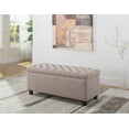 thumbnail image 3 of Button Tufted Storage Ottoman with Nailhead, Taupe Color, 3 of 4