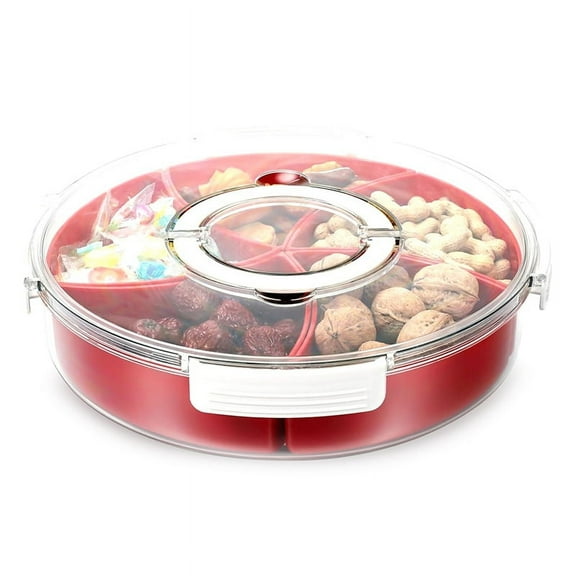 Divided Snack Serving Tray with Lid Handle, Snack Food Containers