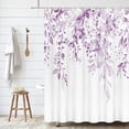 thumbnail image 4 of Lilac Light Purple Eucalyptus Shower Curtain Sets, Watercolor Leaves on The Top Plant with Floral Bathroom Decoration 72x72 Inch with Hooks, 4 of 6