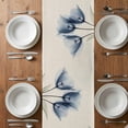 thumbnail image 6 of Blue Tulip Table Runner - 60 Inch Long, Kitchen Dining Table Runner Dresser Scarves, Spring Floral Retro Beige Pastoral Leaves Farmhouse Decor for Coffee Tables Wedding Party Banquet, 6 of 8