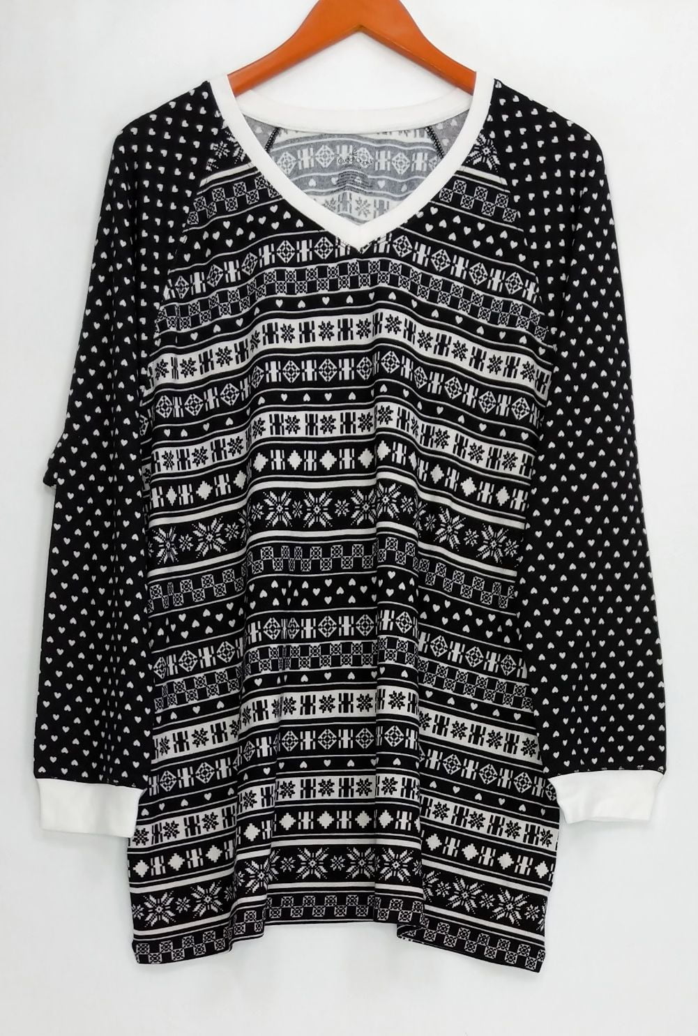 Cuddl Duds Women's Sz Sleepshirt L Apres Ski Fairisle Black A342112