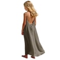 thumbnail image 3 of VBTAPA Linen Dresses for Girls Backless Cami Maxi Dress Boho Summer Dresses Trendy 2026 Vacation Casual Flowy Sundresses Gray 7 Years, 3 of 9