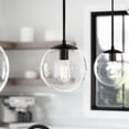 thumbnail image 5 of Matte Black Modern Dimmable Pendant Light with Clear Seedy Glass Globe Shade, Adjustable Height, Kitchen Islands and Bars, 5 of 9