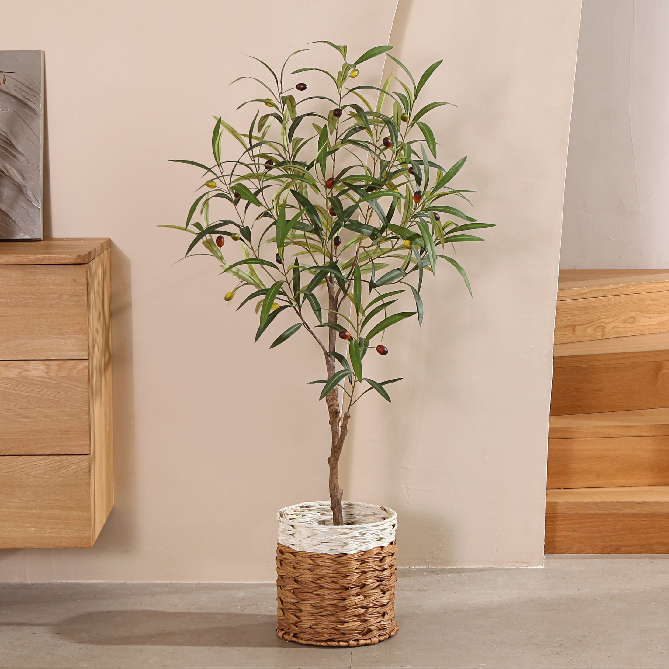 DR.Planzen Artificial Olive Plants 4FT Tall Fake Olive Tree Large Faux