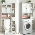 thumbnail image 2 of Zimtown Over the Toilet Bathroom Storage Cabinet with 2 Doors and 3 Storage Shelves& Side Storage, White, 2 of 16