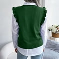 thumbnail image 4 of Jjayotai Women's Sweater Vest, Ruffle Armhole Solid Casual Mock Neck Sleeveless Knitted Sweaters Streetwear Green S, 4 of 8