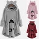 thumbnail image 2 of Sudadera con capucha holgada para mujer, jersey de manga larga con botones y estampado de gato de dibujos animados, ropa de casa informal, Invierno, 2 of 5