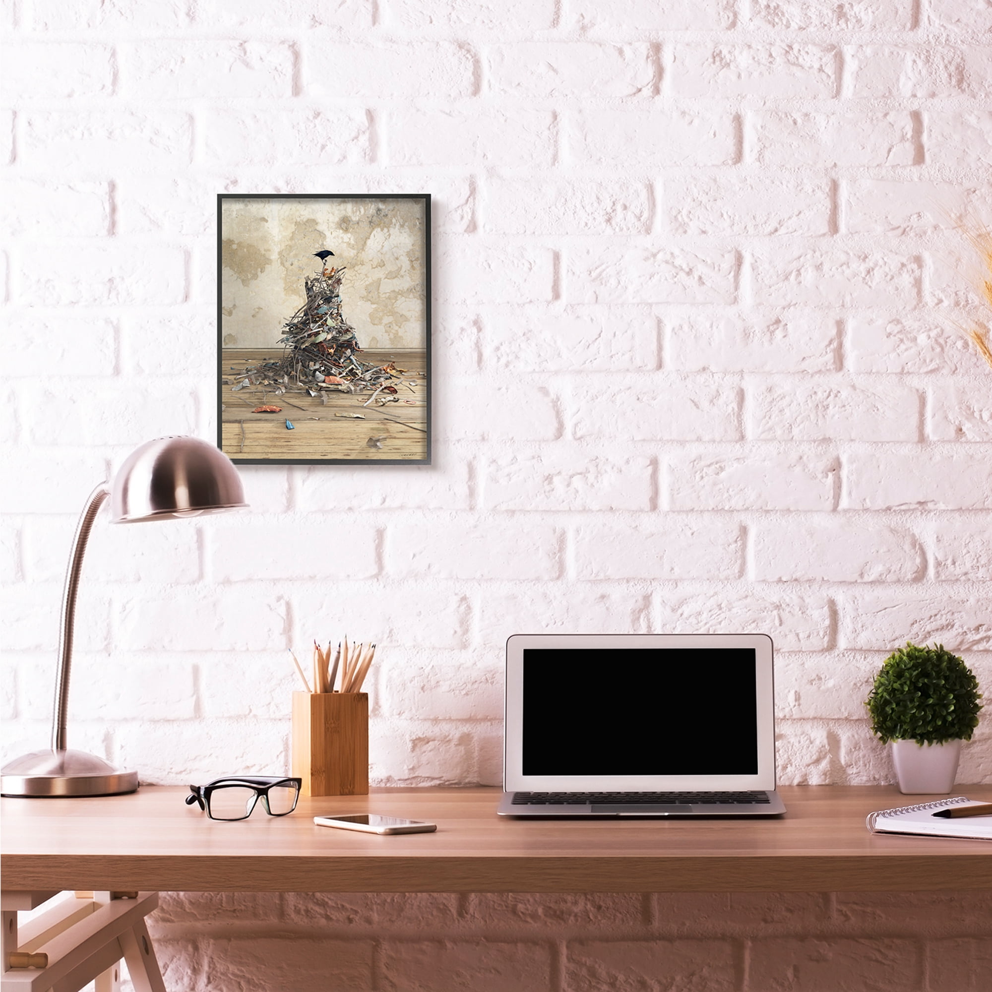 Stupell Industries A Crows Collection Animal Bird Design Graphic Art Black Framed Art Print Wall Art, 16x20, by Cynthia Decker