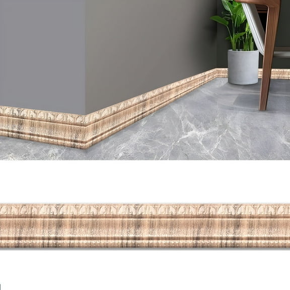 LAMIRO Self Adhesive Flexible Foam Molding Trim,90''x 3'' Peel and Stick Rubber Baseboard Wall Base Moulding Trim,3D Sticky Decorative Lines Border Stickers for Home Office Hotel Decoration