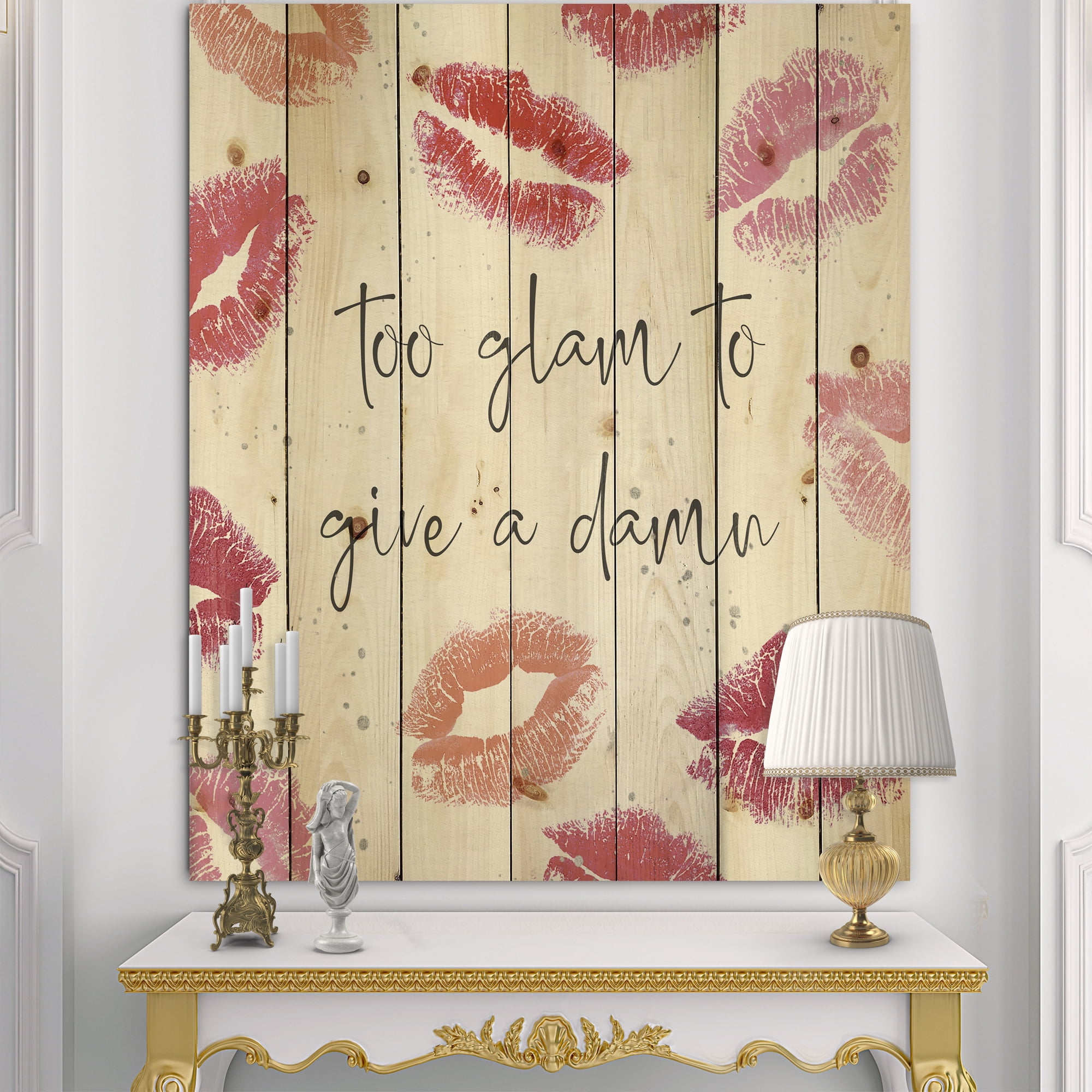 Designart 'Glam Chic Accents VII' Fashion Print on Natural Pine Wood