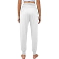 thumbnail image 3 of CQONEPT Womens Tapered Pants Dressy Casual High Waist Loose Workouts Activewear Trousers with Pockets White S, 3 of 6