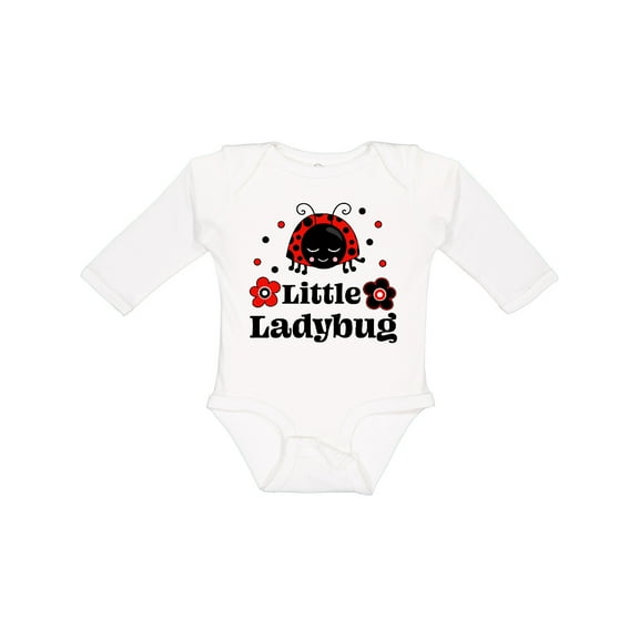 Inktastic Little Ladybug with Flowers Boys or Girls Long Sleeve Baby Bodysuit