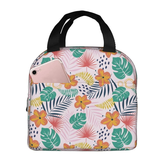 Vsdgher Tropical Plants Print Lunch Bag, Lunch Box for Women Adult Men, Lunch Tote Insulated Cooler Lunch Container for Work/Office/Picnic/Travel