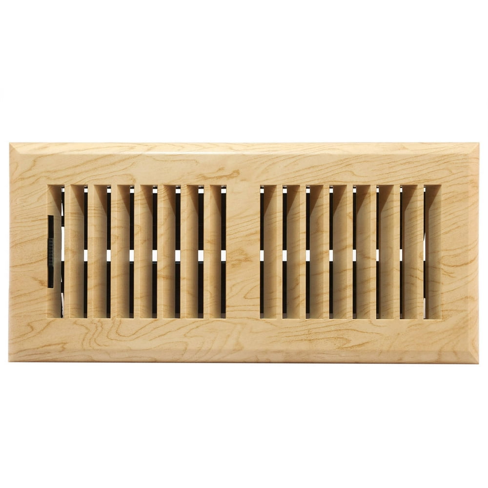 Plastic Floor Register, Maple Finish, Louvered Design, 4" x 10