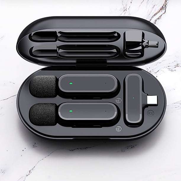 Paq. de 2 Micrófonos de Solapa Inalámbricos Innotech Micrófono de Grabación de Condensador Omnidireccional para IOS