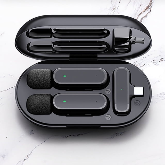 Paq. de 2 Micrófonos de Solapa Inalámbricos Innotech Micrófono de Grabación de Condensador Omnidireccional para IOS