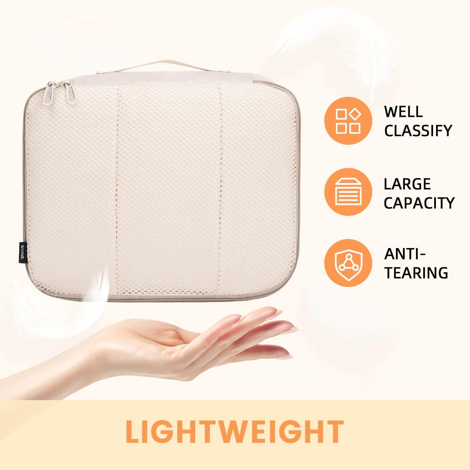 Mygreen 8 Set Packing Cubes Luggage Packing Organizers for Travel Accessories-Cream