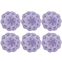 WVARK 6Pcs 8 Inch Handmade Crochet Cotton Table Mats Insulated Flower Lace Coasters for Wedding Party（Light Purple）