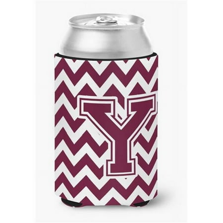 

Letter Y Chevron Maroon & White Can or Bottle Hugger 0.25 x 4 x 5.5 in.