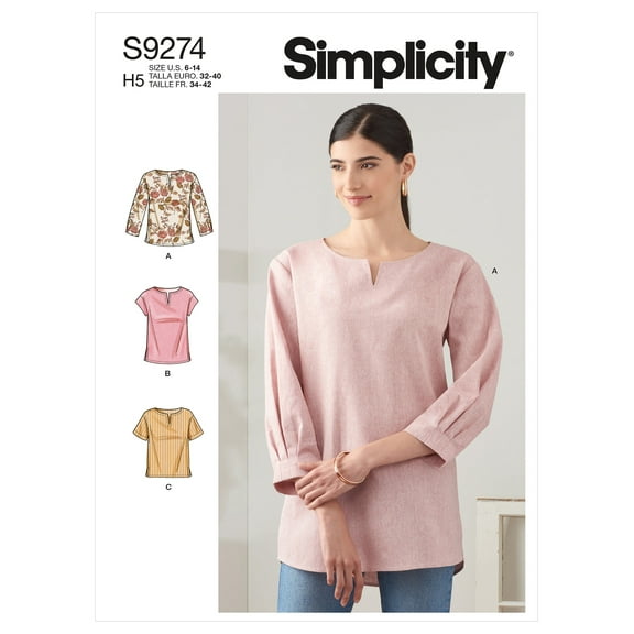 Simplicity Misses' Drop Shoulder Tops Packet, Code 9274 Sewing Pattern, Sizes 16-24, White
