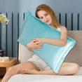 thumbnail image 3 of asddcavvf Solid Color Silk Pillowcase Silk No Zipper Envelope Pillow Pillow Cover Zipper Pillowcase Size, 3 of 6