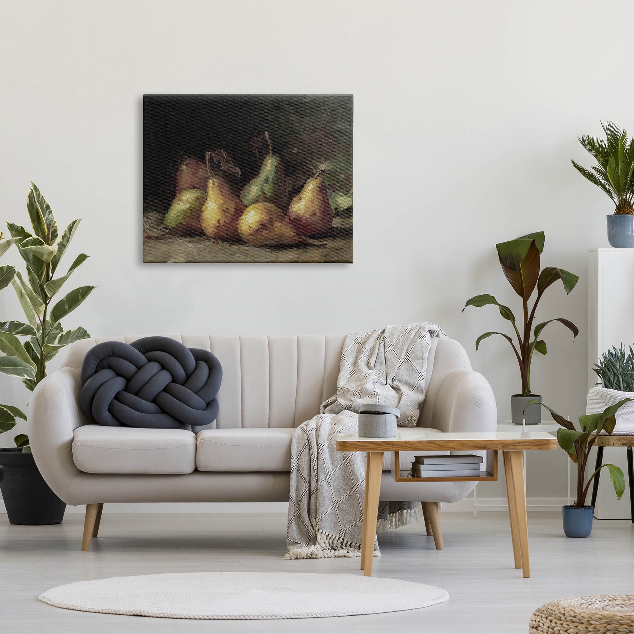 Classic Pears Still Life Food & Beverage Painting Gallery Wrapped Canvas Print Wall Art