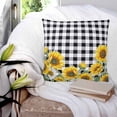 thumbnail image 4 of Sunflower Throw Pillow Covers, Soft Pillowcases with Invisible Zipper, Black White Check Country Yellow Floral Decorative Square Pillow Cushion Covers for Living Room Couch Sofa Bed 16x16 Inches, 4 of 8